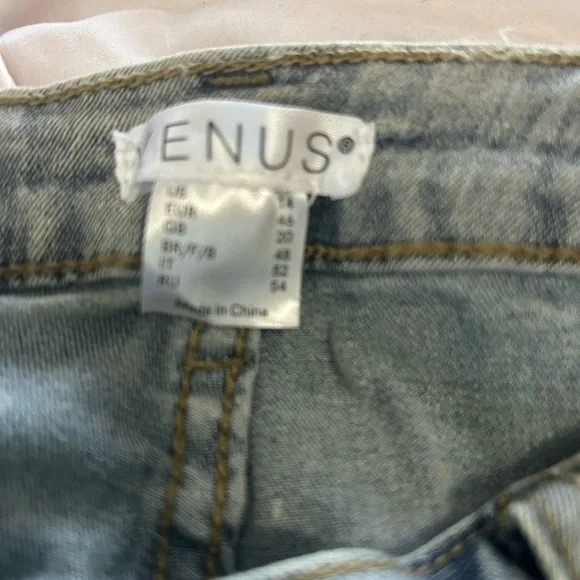 VENUS Blue Flare & Wide Leg Jeans with Distressed Details - Picture 2 of 3